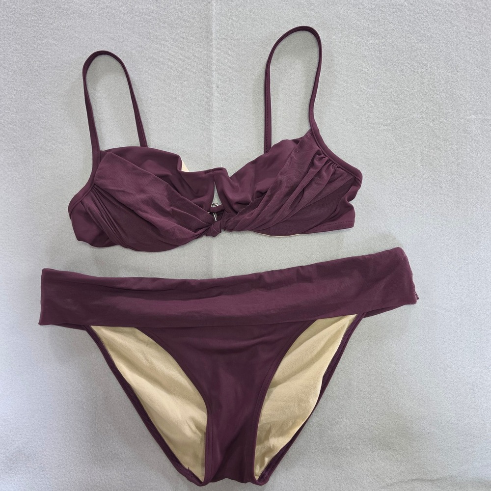 Victoria's Secret Resortwear Bikini Set 38C XL Underwire Plum Purple Swimsuit